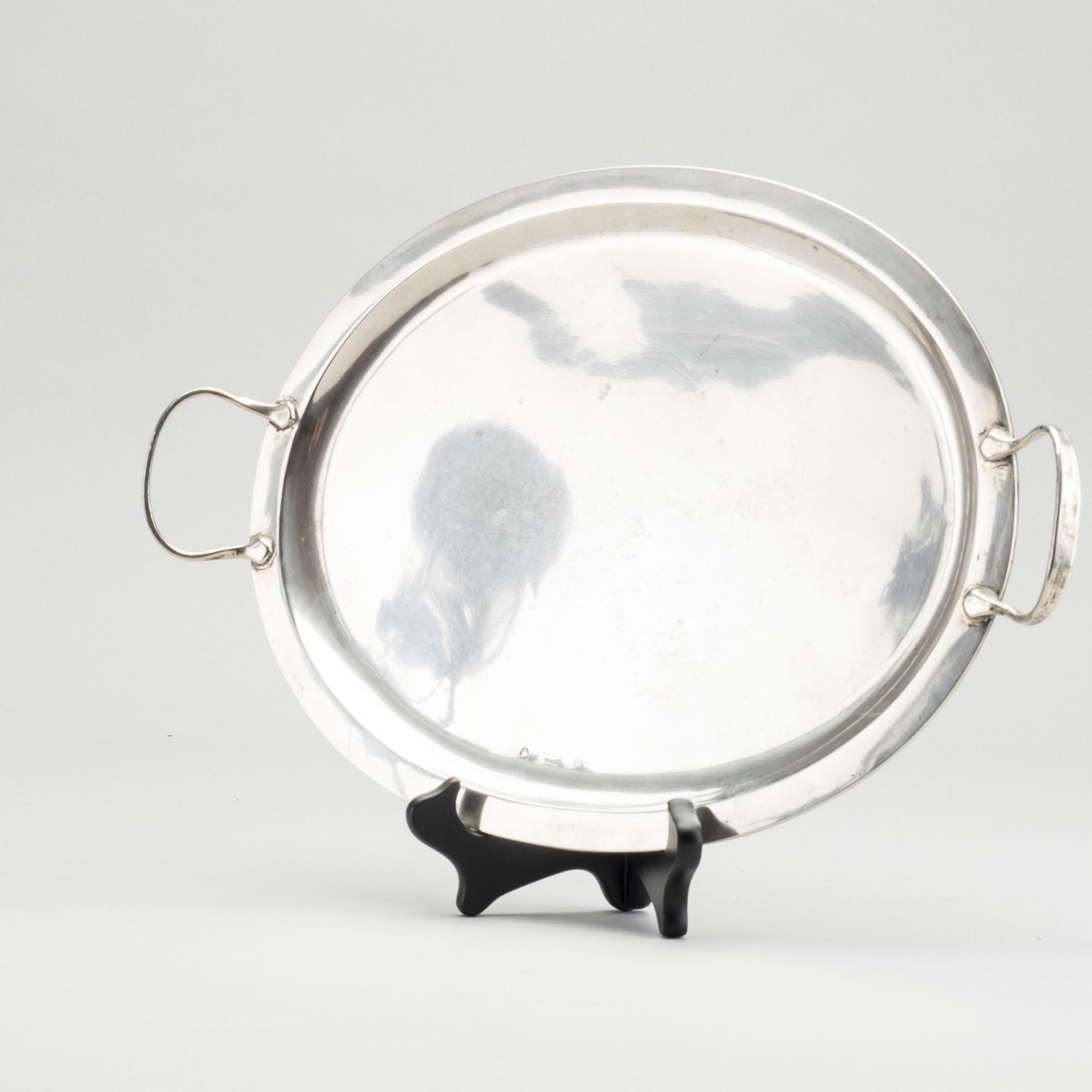 An 1810/20's Austrian-Hungarian silver tray, length 40 cm, weight ca 564 gr.