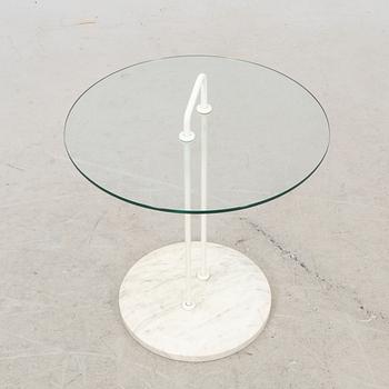 A late 20th century marble and glass side table.