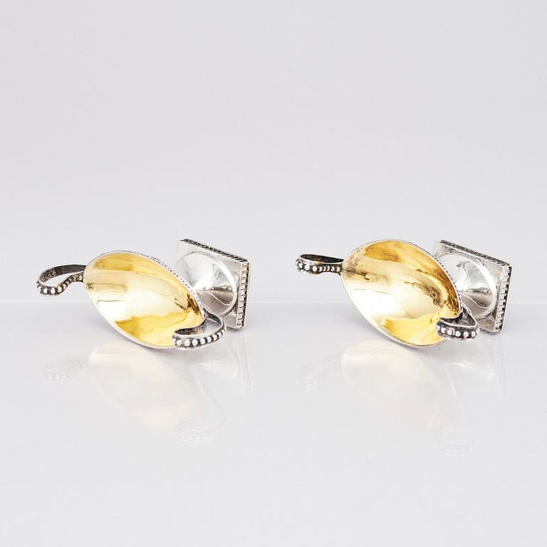 A pair of Swedish 18th Century Gustavian parcel-gilt silver salt cellars, marks of Pehr Zethelius, Stockholm 1798.