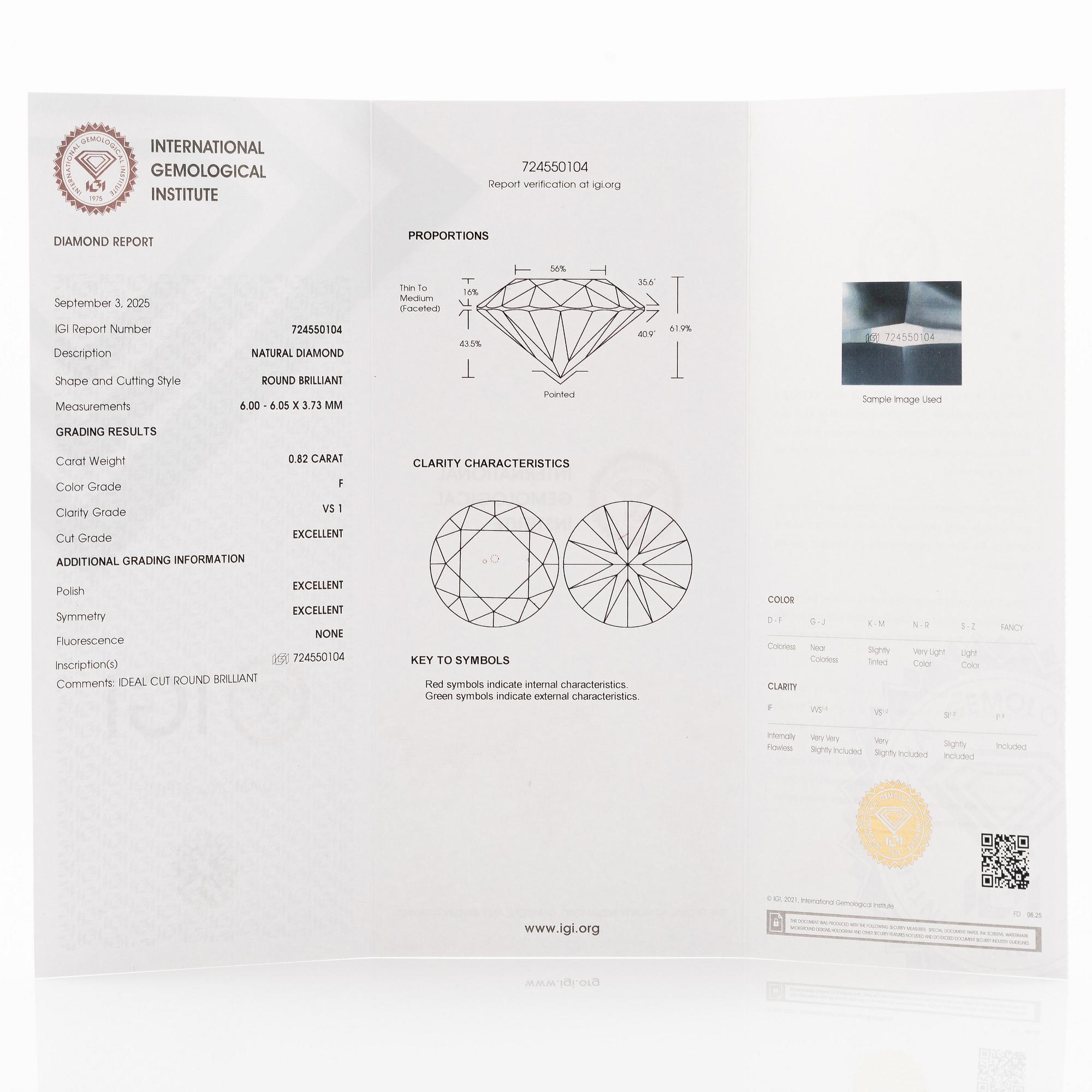 Earrings, single-stone earrings in 18K white gold with brilliant-cut diamonds, accompanied by IGI report.
