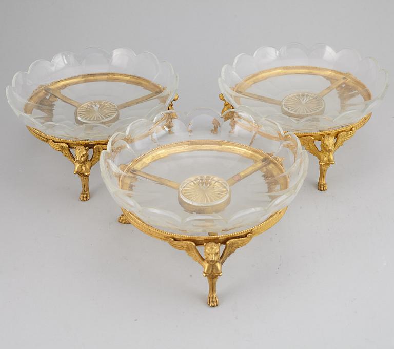 A set of three of table decorations empire style 19th ventury.