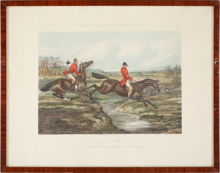 GRAVYRER, ett par, "Fores hunting sketches", England, 1800-talets slut.
