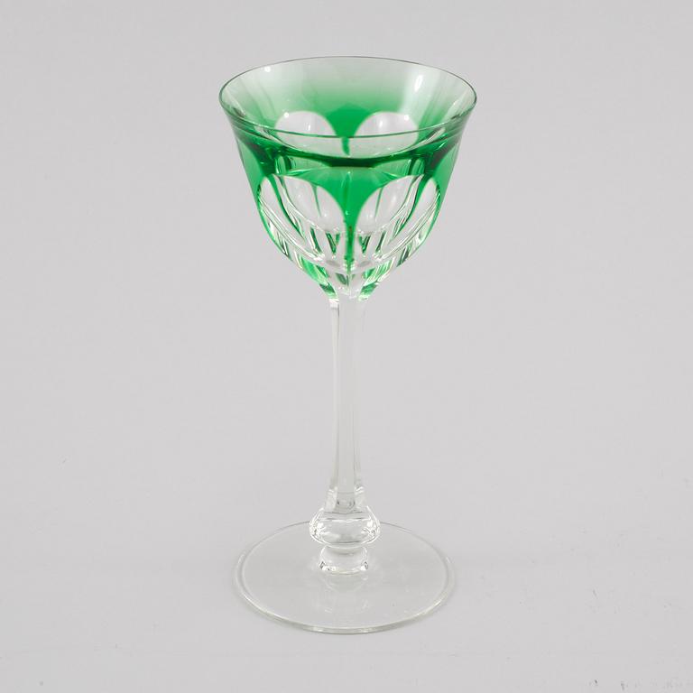 VINGLAS, 9 st, glas, Böhmisk typ, 1900-tal.