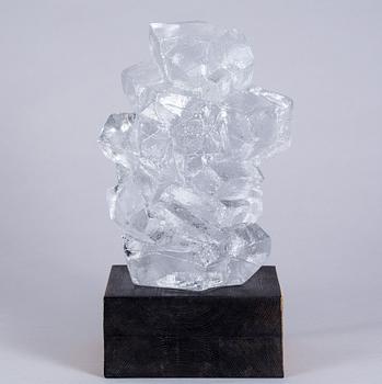 SKULPTUR, glas, Edvin Öhrström, Lindshammar glasbruk, signerad.