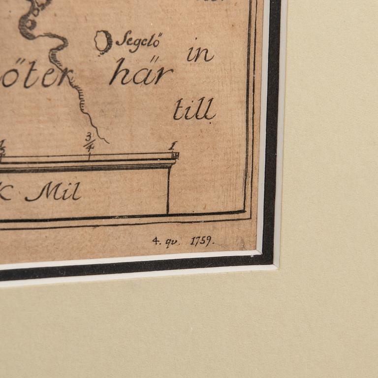 Map, "Geographical chart of Ålhem parish in Calmar County", 18th century.
