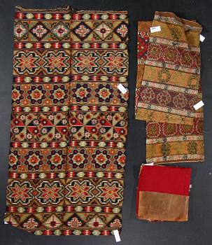 PARTI ALLMOGETEXTILIER, 3 st. Bla 1800-tal.