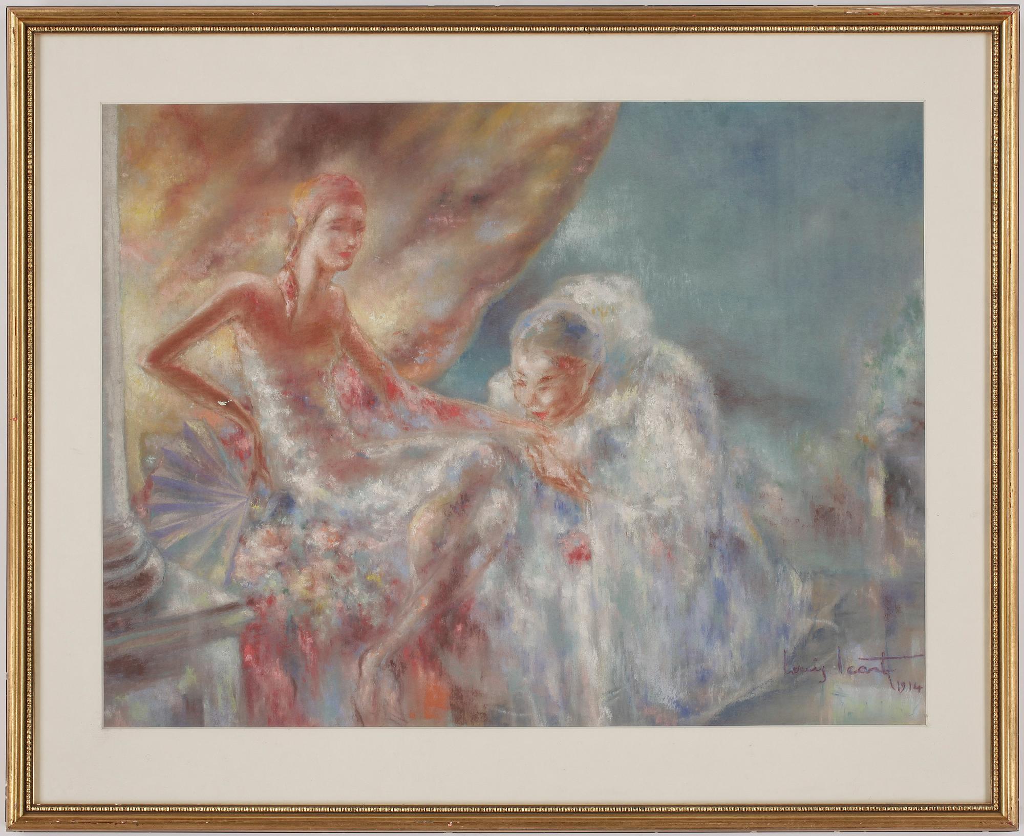LOUIS ICART. Pastell och blandteknik på papper. Sign Louis Icart o dat 1914.