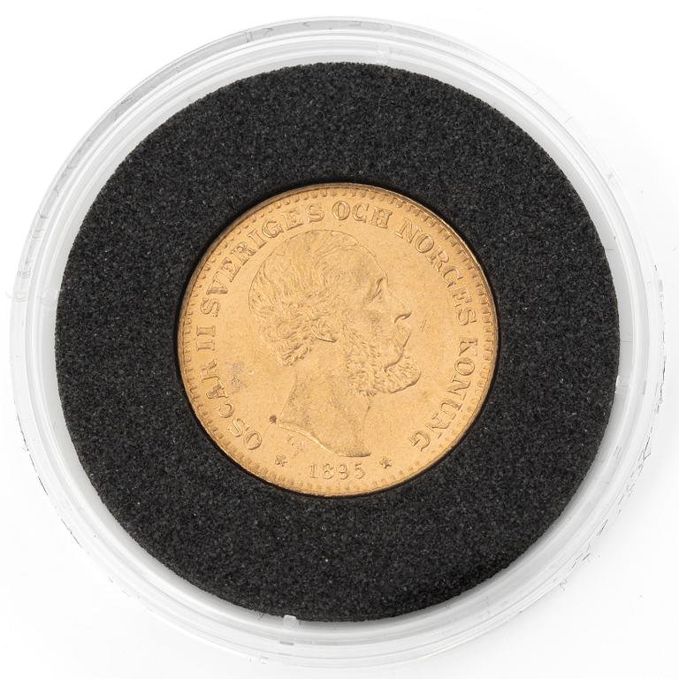Gold coin, Sweden, Oscar II, 10 kronor, Type II, 1895.