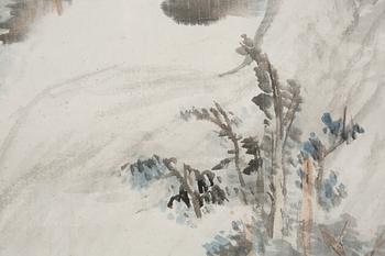 A framed scroll painting, attributed to Gu Kunbo (1905-1970).