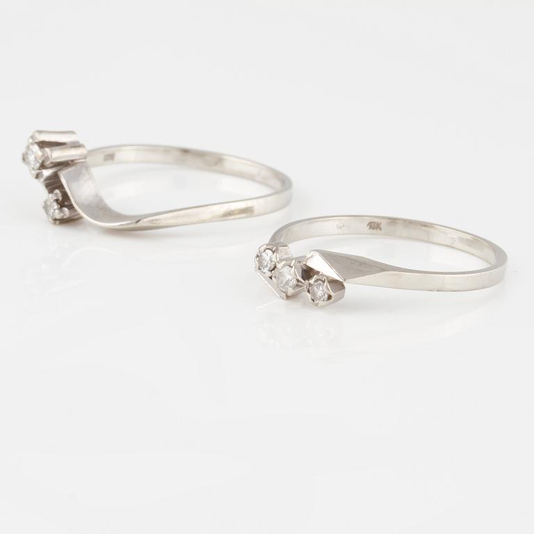 RINGAR, 2 st, med briljant och åttkantslipade diamanter.