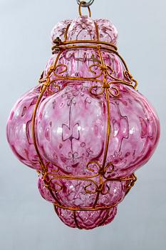 Four mid 20th century glass ceiling lamps from Murano, Venice Italy.