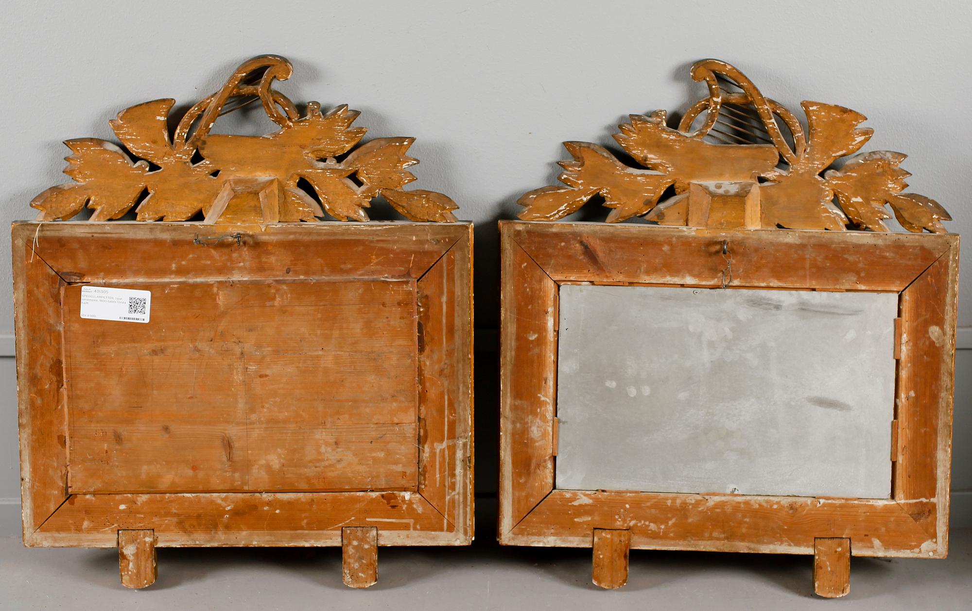 SPEGELLAMPETTER, ett par, senempire, 1800-talets första hälft.