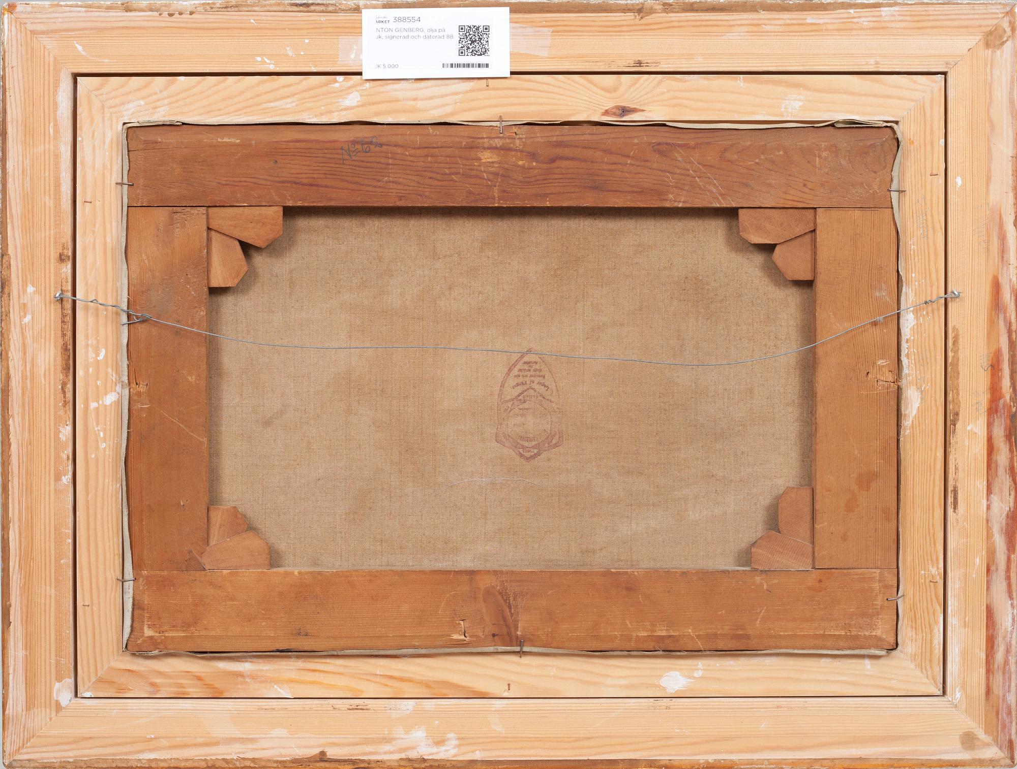 ANTON GENBERG, olja på duk, signerad och daterad 88.