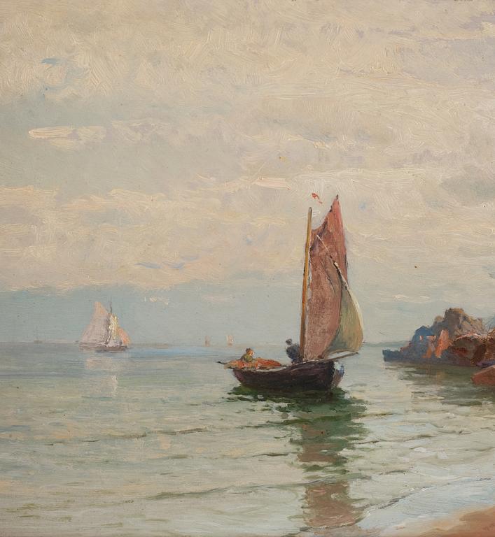 Gustaf Rydberg, Kustlandskap med segelbåt.