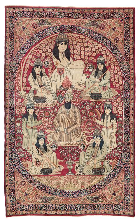 RUG. Antique Kerman Laver Figural. 233,5 x 144 cm.