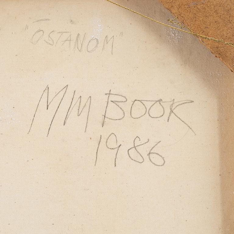 Max Mikael Book, oil/mixed media on canvas, signed and dated 1986 verso.