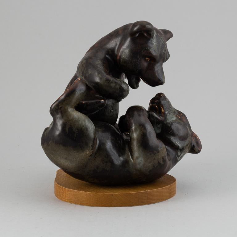 KARL GRÖSSL, a stoneware sculpture of bears, Rörstrand, Sweden.