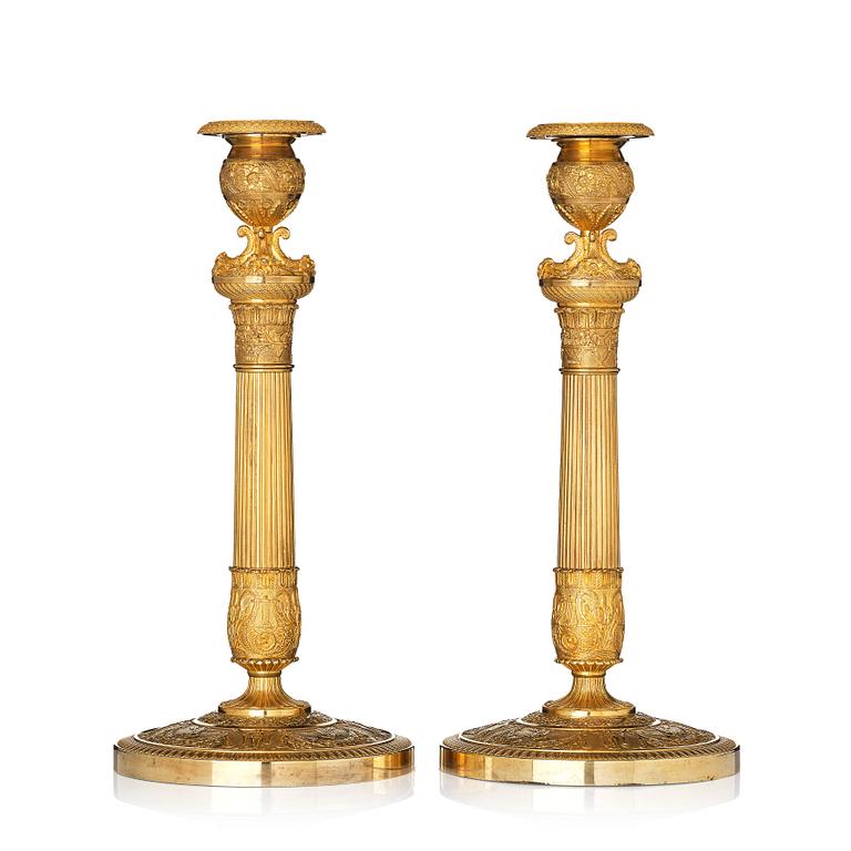 Candlesticks, a pair, France, early 19th century, Empire style.