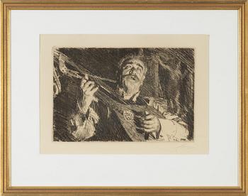 Anders Zorn, etsning, 1918, signerad i blyerts.