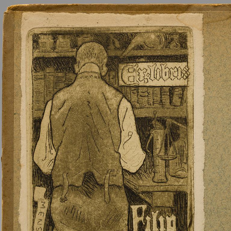 AKSELI GALLEN-KALLELA, exlibris, plåtsignering och datering 1897.