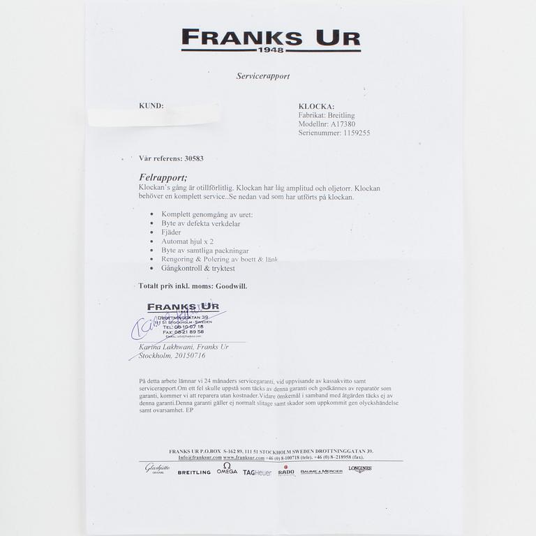 BREITLING, Colt Automatic (500M/1650FT), Chronometre, wristwatch, chronograph, 41 mm.