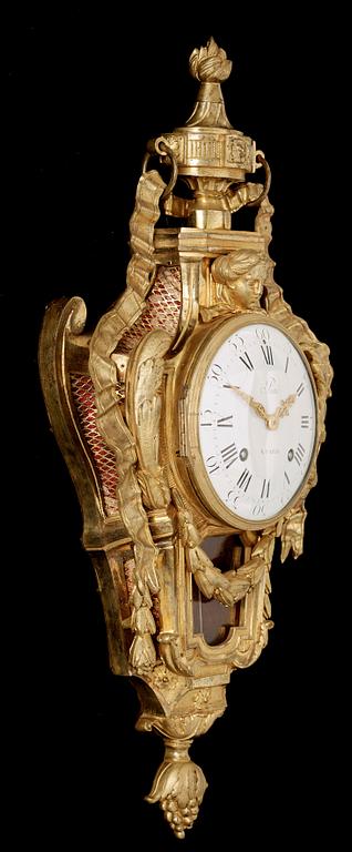 A Louis XVI late 18th century gilt bronze wall-clock signed "Paté A PARIS".