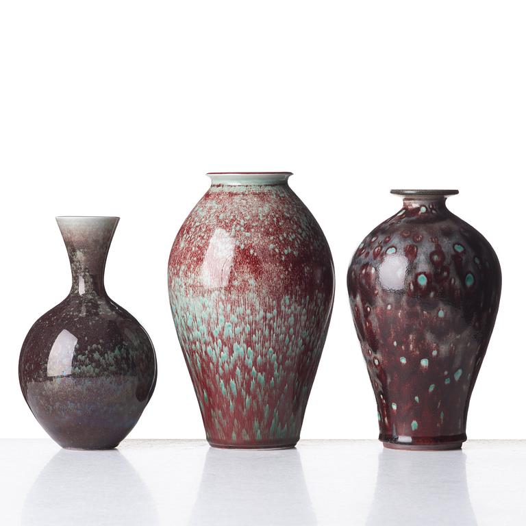 Berndt Friberg, vaser, 3 st, Gustavsbergs studio 1974-78.