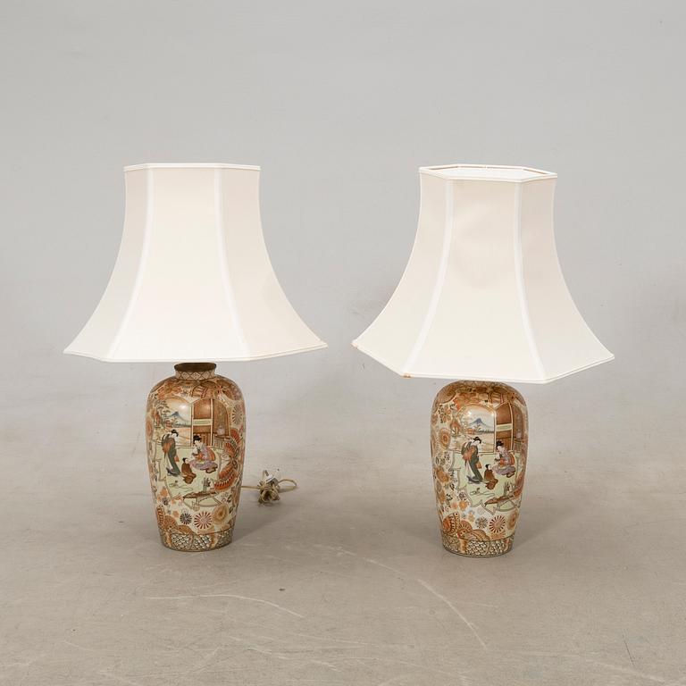 Table lamps a pair Japan 20th century porcelain.