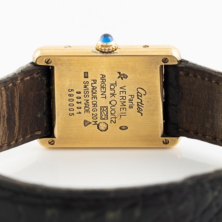 must de CARTIER, Tank, wristwatch, 23 x 23,5 (30,5) mm.