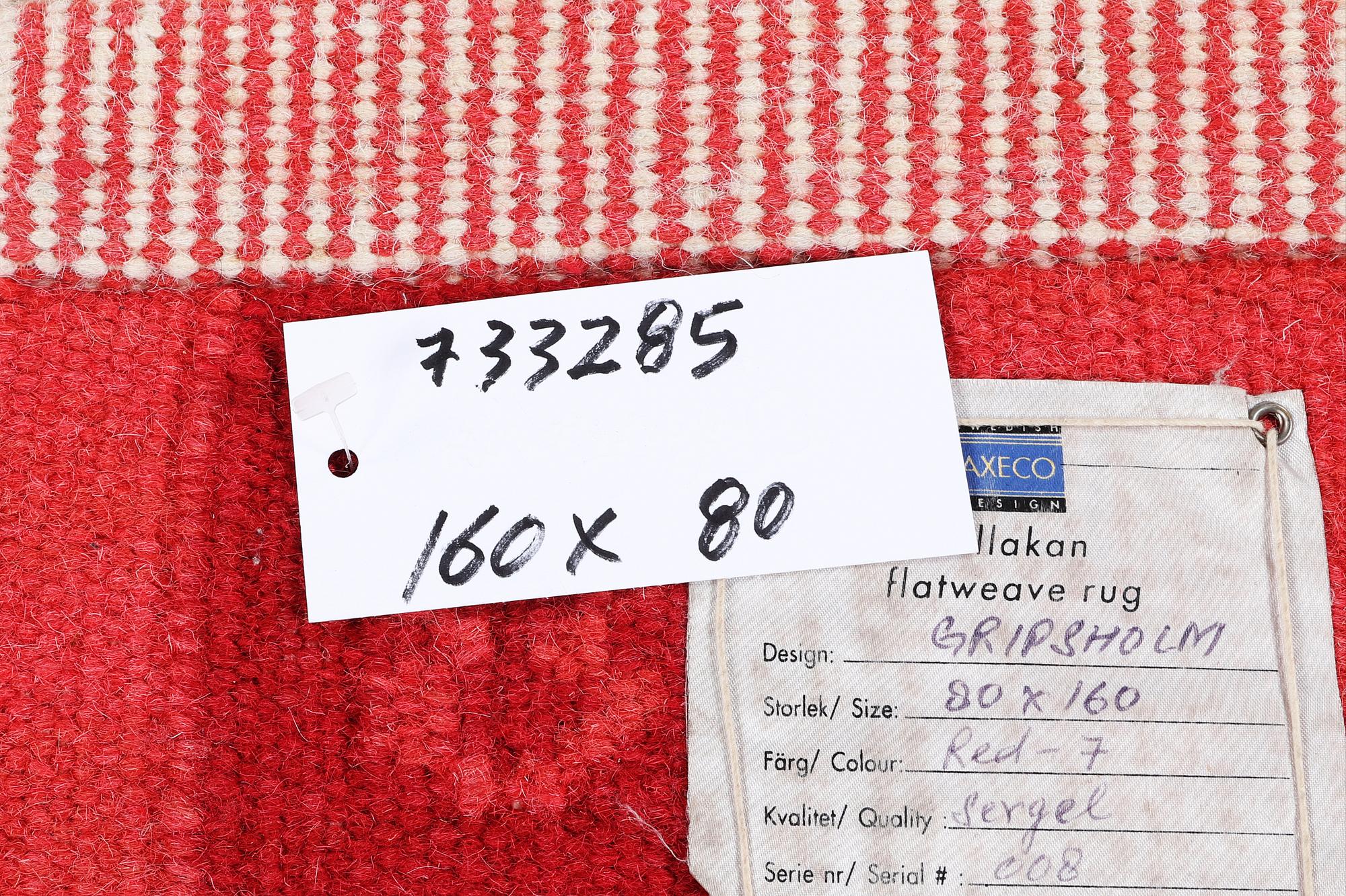 Anna-Johanna Ångtröm, matta, rölakan, "Gripsholm", Axeco, ca 160 x 80 cm.