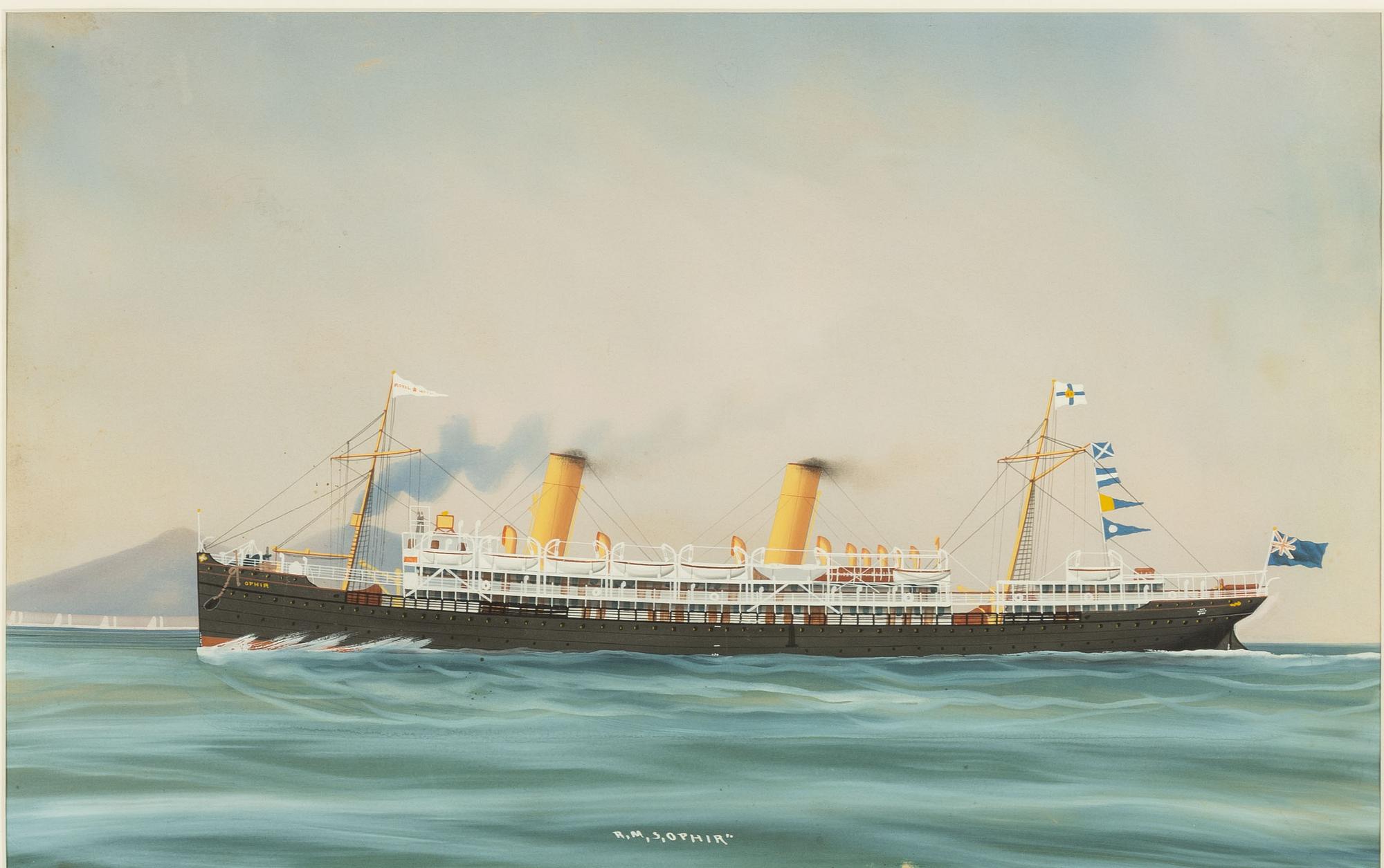 Luca Papaluca, Royal Mail Ship "Ophir" vid Vesuvius.