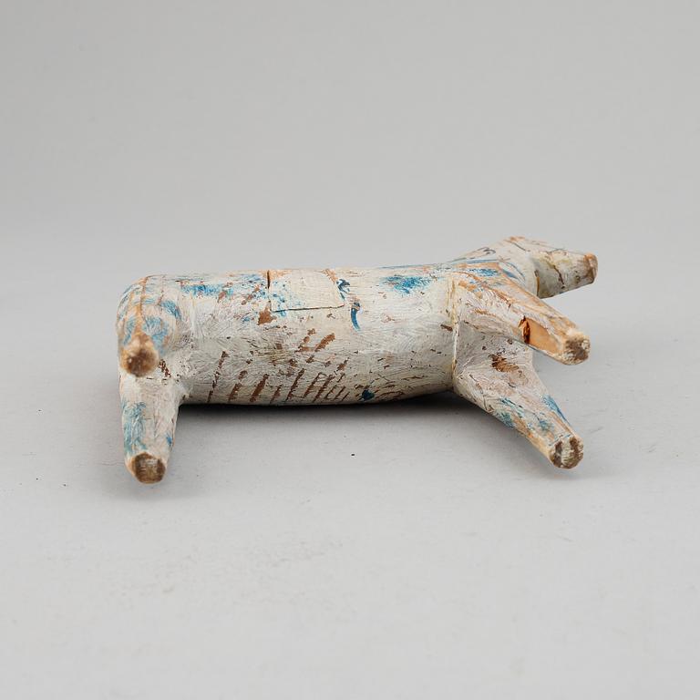 A painted Swedish wooden horse from the early 20th century.