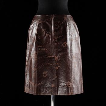 A brown leather skirt by Chanel, spring 2003.