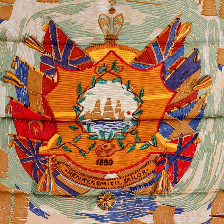 SCARF, siden, "Henry F Smith Sailor", design Philippe Dumas, Hermès, Paris, 1900-talets sista kvartal.