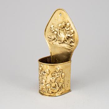 An 18th century brass cutlery holder.