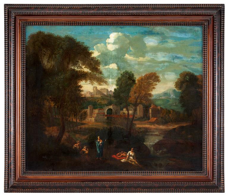 Gaspard Dughet In the manner of the artist, Pastoral landscape with figure.