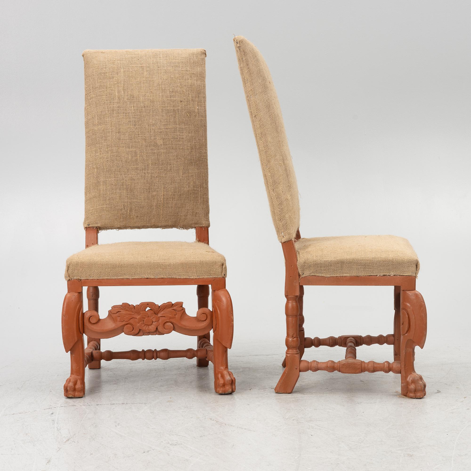 A set of four Baroque chairs,  Sweden, circa 1700.