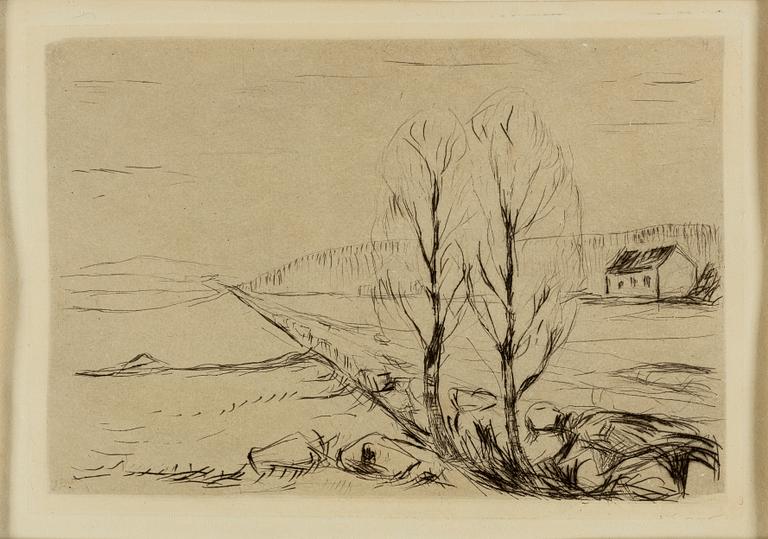 EDVARD MUNCH, drypoint, from Die Kunst des Radierens, 1919.