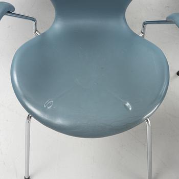 Arne Jacobsen, karmstolar, 5 st, "Sjuan", Fritz Hansen, Danmark, 1980-tal.