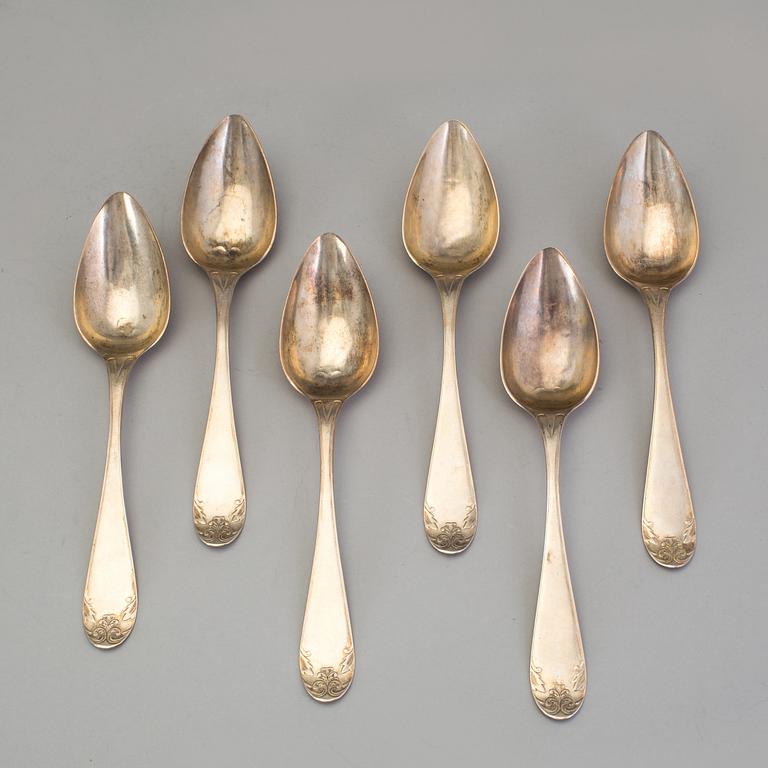 JOHAN CARLSSONS änka, Norrköping 1836, Matskedar, 6 st, silver.