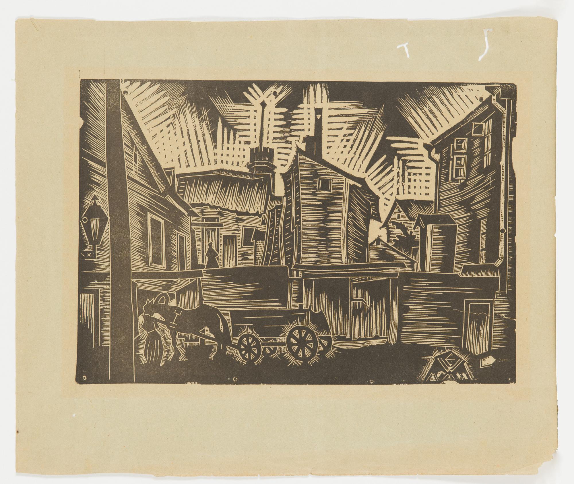 Eduard Wiiralt, linocut, mogoram signed in the print.