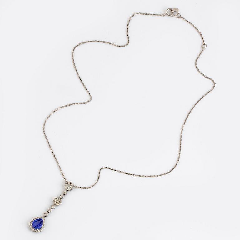 Tanzanite and brilliant-cut diamond necklace.