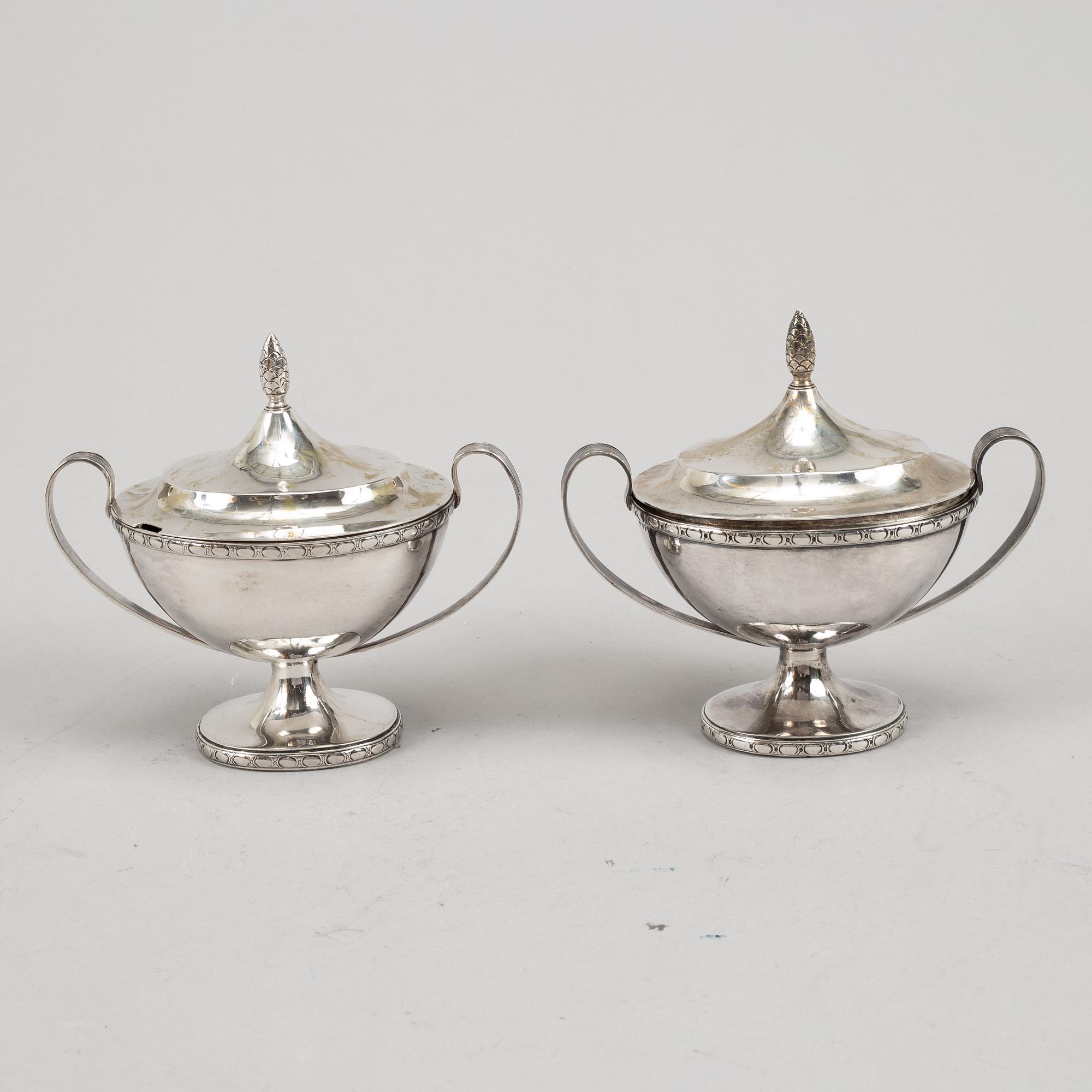 A pair of swedish empire style silver sugar bowls, mark of Bengt Ericsson, Stockholm 1934-35.