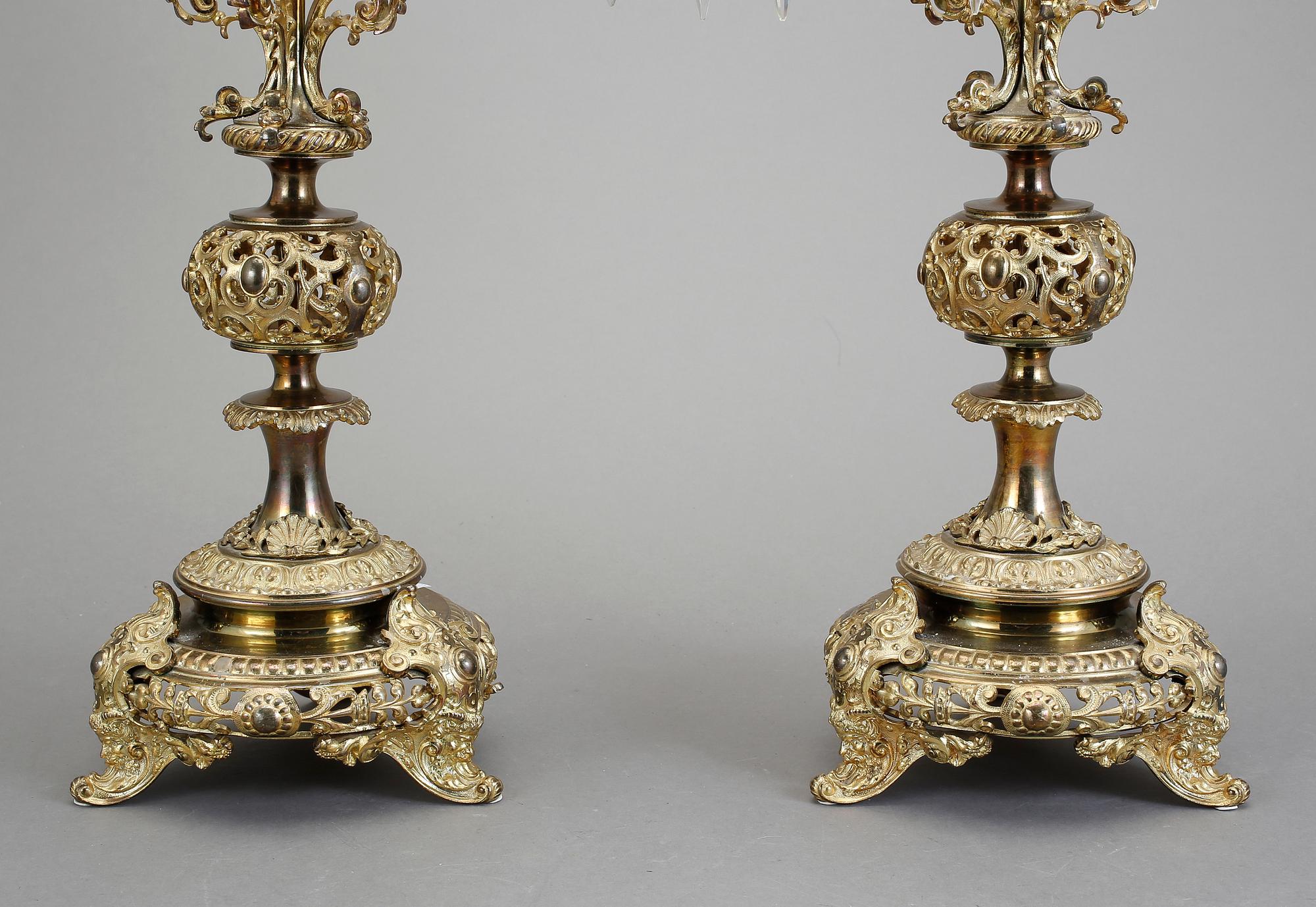 KANDELABRAR ETT PAR, Nyrenässans, 1800-talets slut.