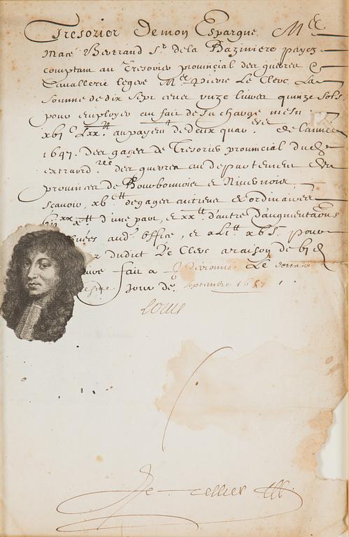 LOUIS XIV AV FRANKRIKE (1638-1715), dokument med namnteckning, daterad september 1687?.