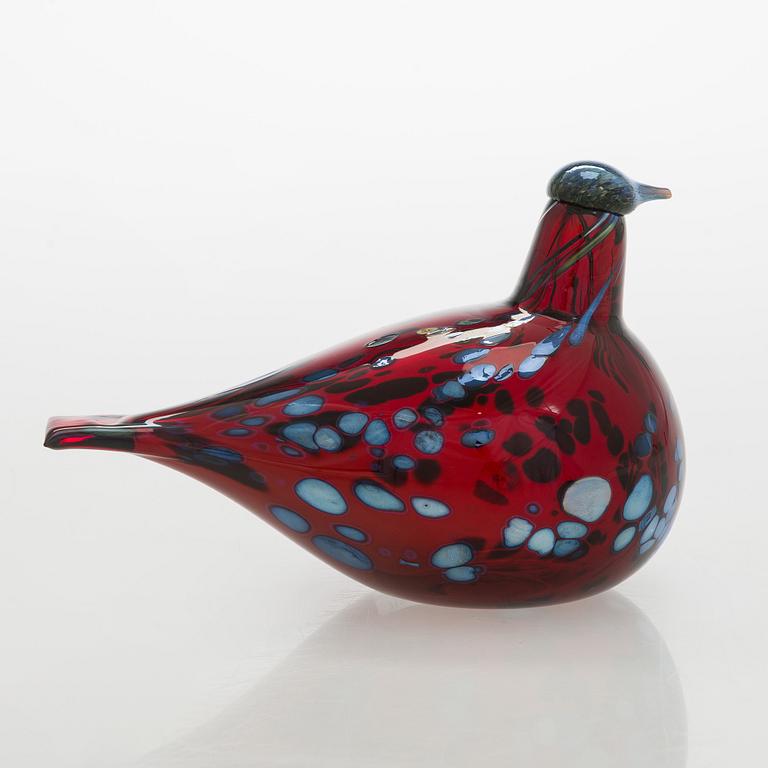 Oiva Toikka, lasilintu, "Rubiinilintu", signeerattu O. Toikka Iittala.