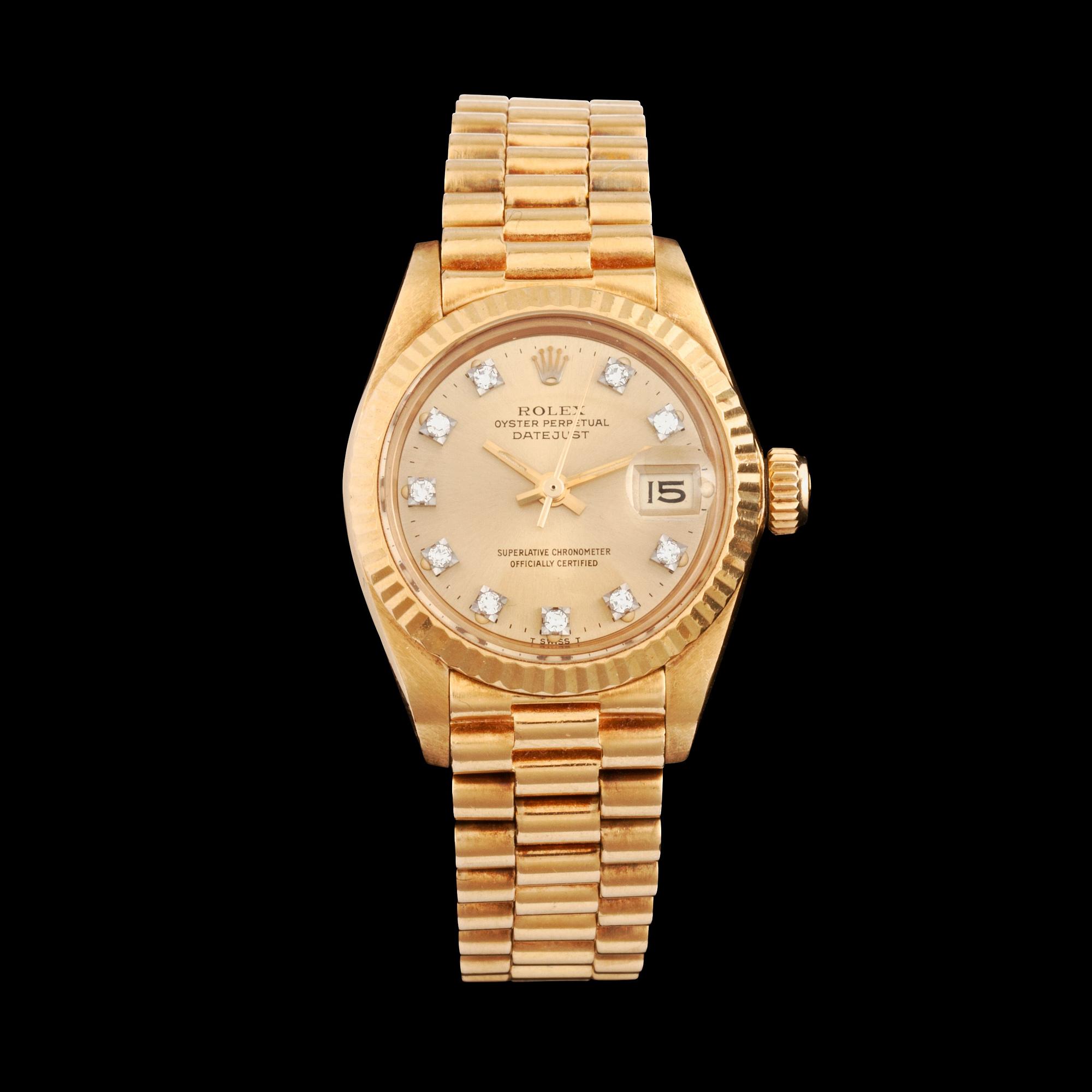 ARMBANDSUR, dam, Rolex, Datejust, ref 6917, 18k guld. 1980-tal. Vikt ca 69g.