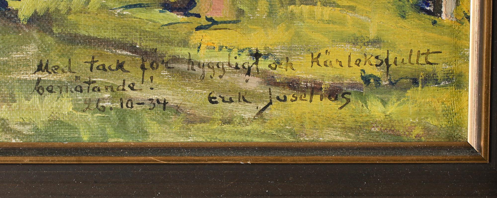 ERIK JUSELIUS, olja på pannå, signerad och daterad 1934.