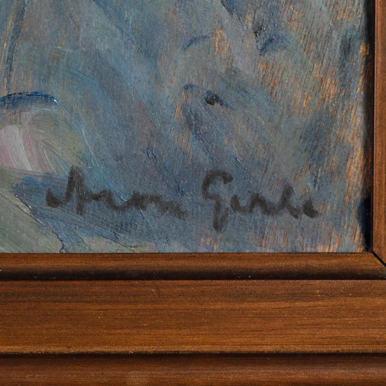 ARON GERLE, olja på pannå, signerad.