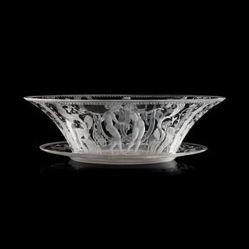 834. A Simon Gate engraved Swedish Grace centerpiece /bowl, Orrefors 1924.